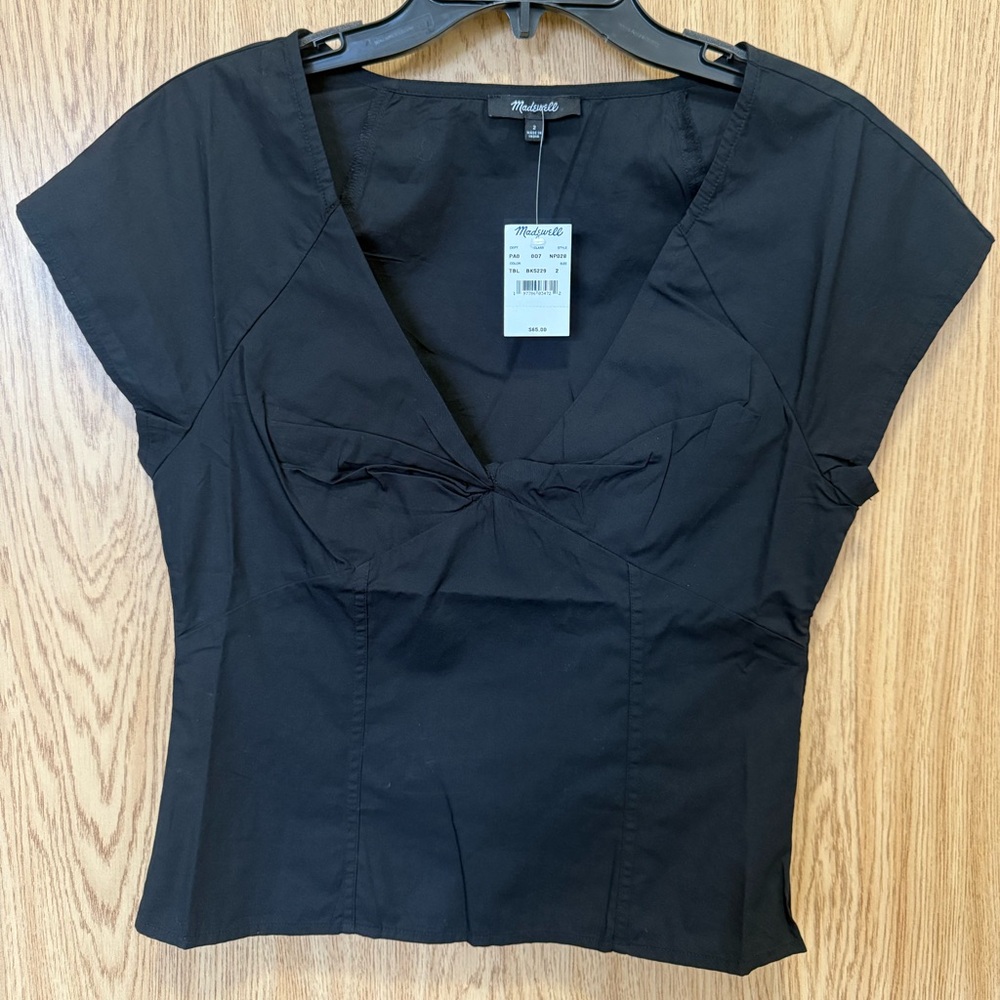 New Madewell Classic Black Cotton Sleeveless Top